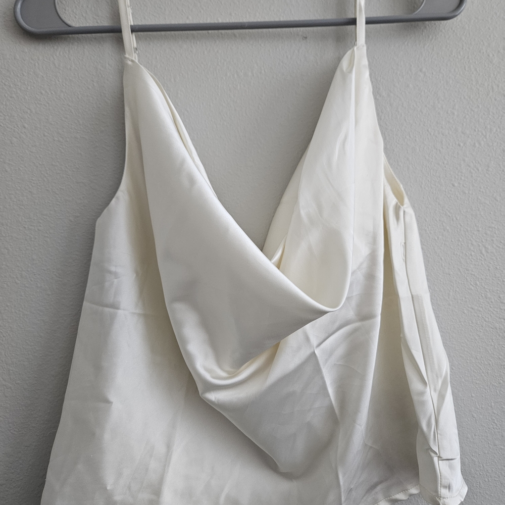 Elegant White Draped Cami Top